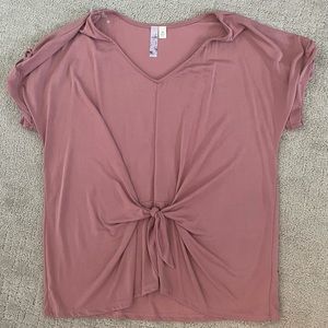 Blush Shirt with Middle Tie Knot